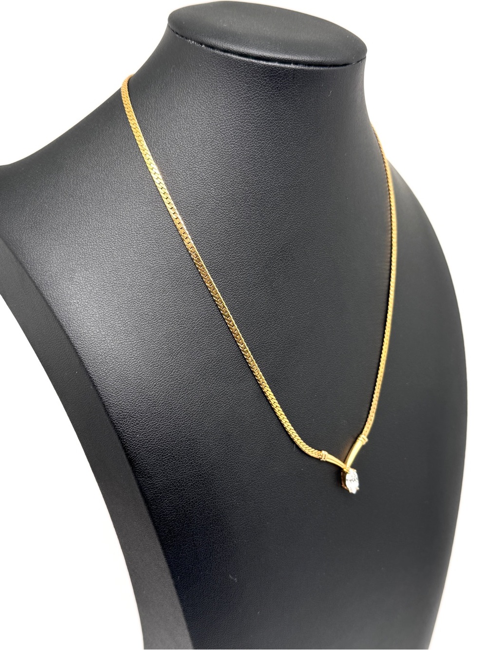 Vintage Avon Gold Tone Rhinestone Drop Necklace